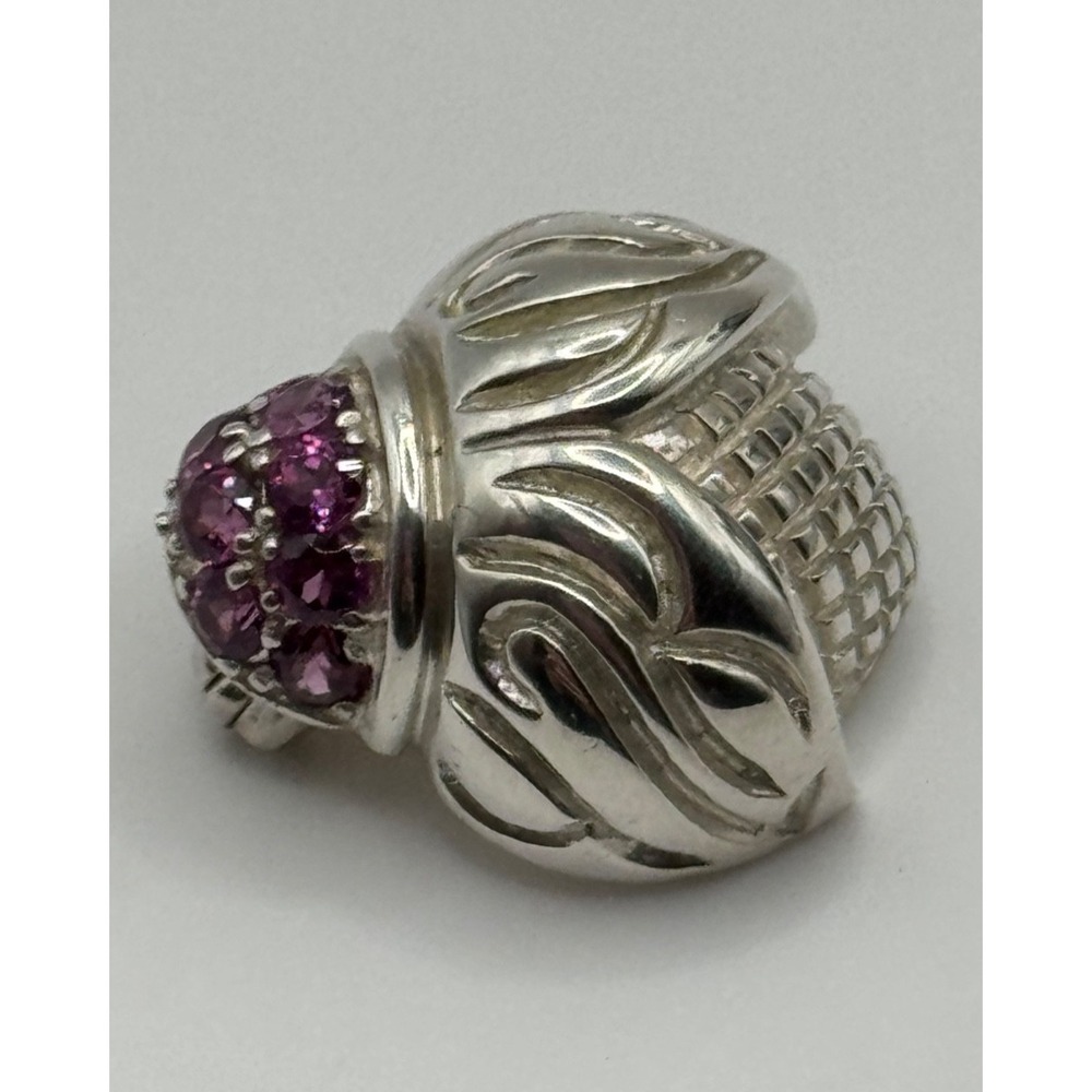 Judith Ripka Sterling Silver Pink Stone Ladybug Acorn‎ Brooch Pin